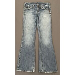 Silver Frances Jeans Womens Size 27X33 Bootcut Low Rise Distressed Y2K Style